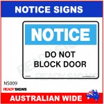 NOTICE SIGN - NS009 -DO NOT BLOCK DOOR